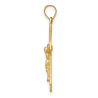 14K Yellow Gold Satin Diamond-cut Crucifix Charm view 2