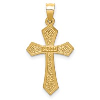 14K Yellow Gold Satin Diamond-cut Crucifix Charm view 4