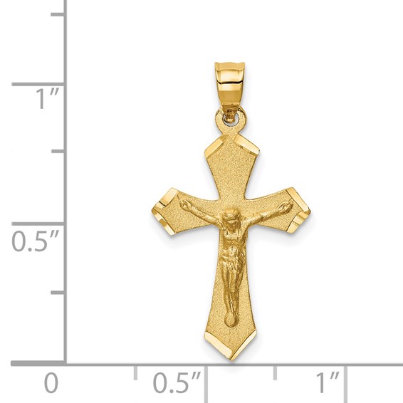 14k Satin Diamond-cut Crucifix Charm
