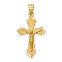 14K Yellow Gold Satin Diamond-cut Crucifix Charm view 1