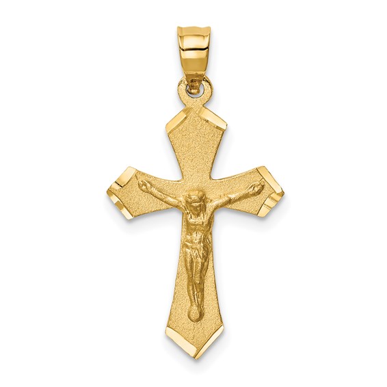14k Satin Diamond-cut Crucifix Charm