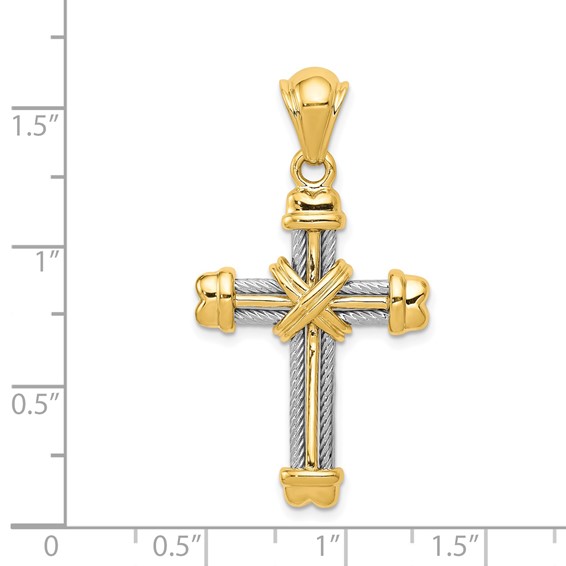 14k Two-tone Fancy -X- Cross Pendant