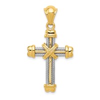 14K Two-tone Fancy -x- Cross Pendant view 1