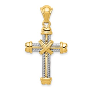 14k Two-tone Fancy -X- Cross Pendant
