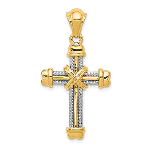 14K Two-tone Fancy -x- Cross Pendant
