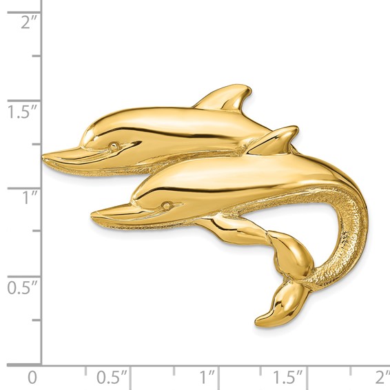 14k Large Double Dolphins Omega Slide