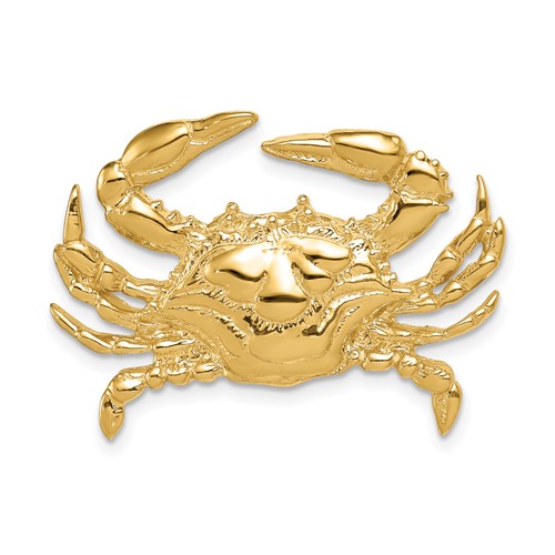 14K Yellow Gold Large Blue Crab Omega Slide