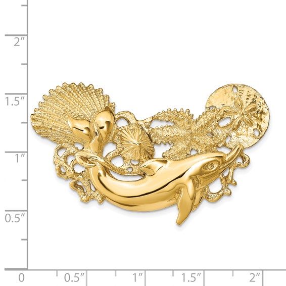 14k Large Dolphin and Shell Cluster Omega Slide