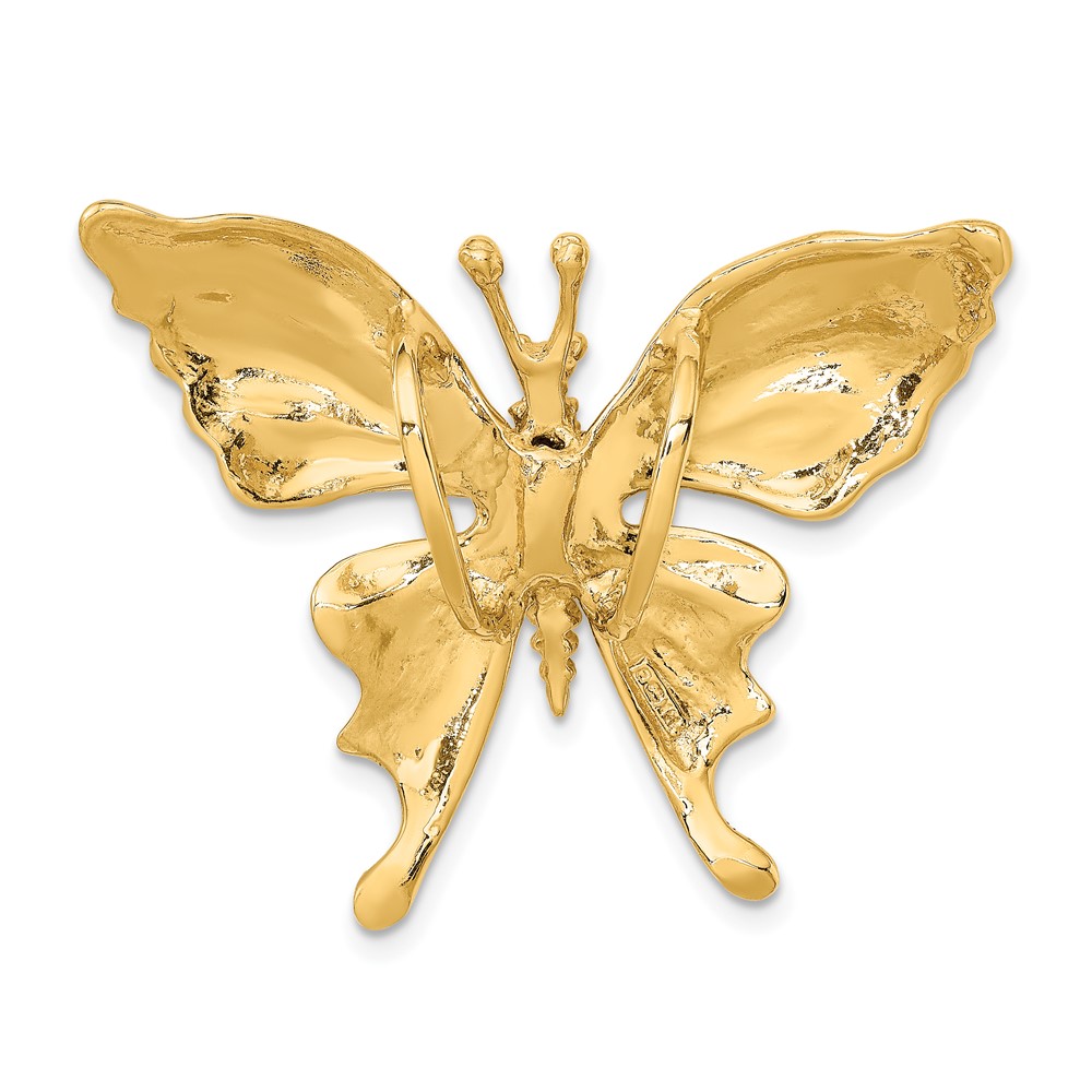 14k Polished and Beaded Butterfly Slide Charm (D2880)