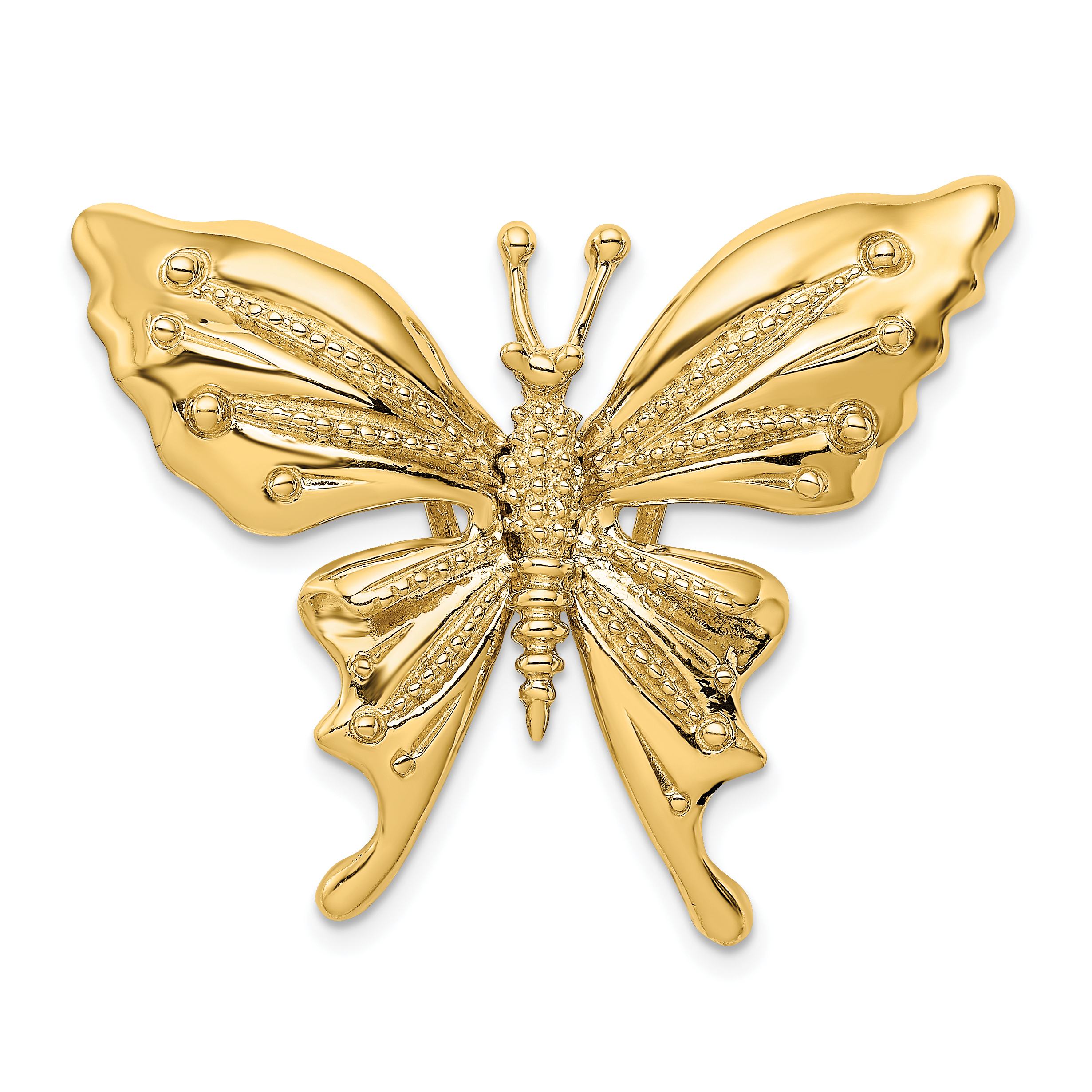 14k Polished and Beaded Butterfly Slide Charm (D2880)