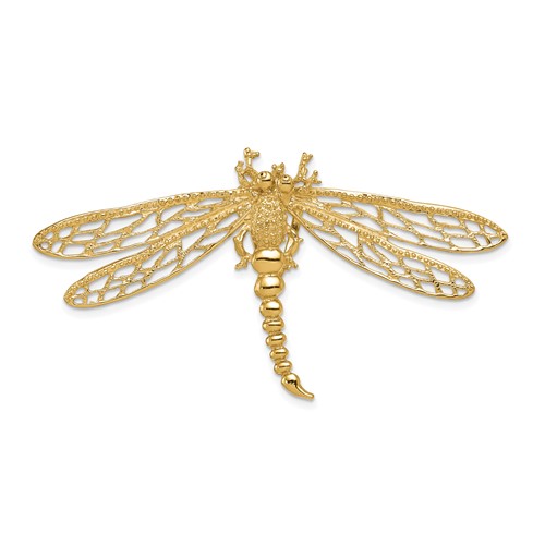 14K Yellow Gold Cut-out Dragonfly Omega Slide