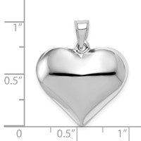 14K White Gold Polished 3D Puffed Heart Pendant view 3