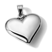 14K White Gold Polished 3D Puffed Heart Pendant view 4