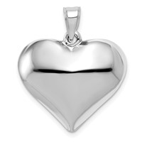 14K White Gold Polished 3D Puffed Heart Pendant view 1