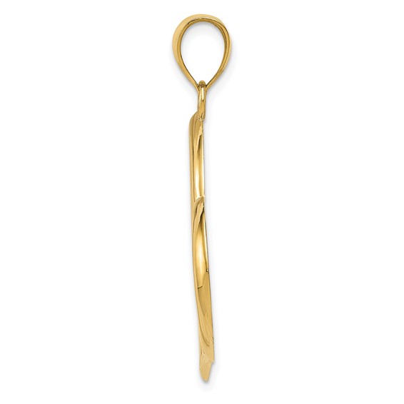 14K Polished Open Dangling Heart Pendant