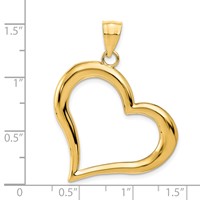 14K Polished Open Dangling Heart Pendant view 3