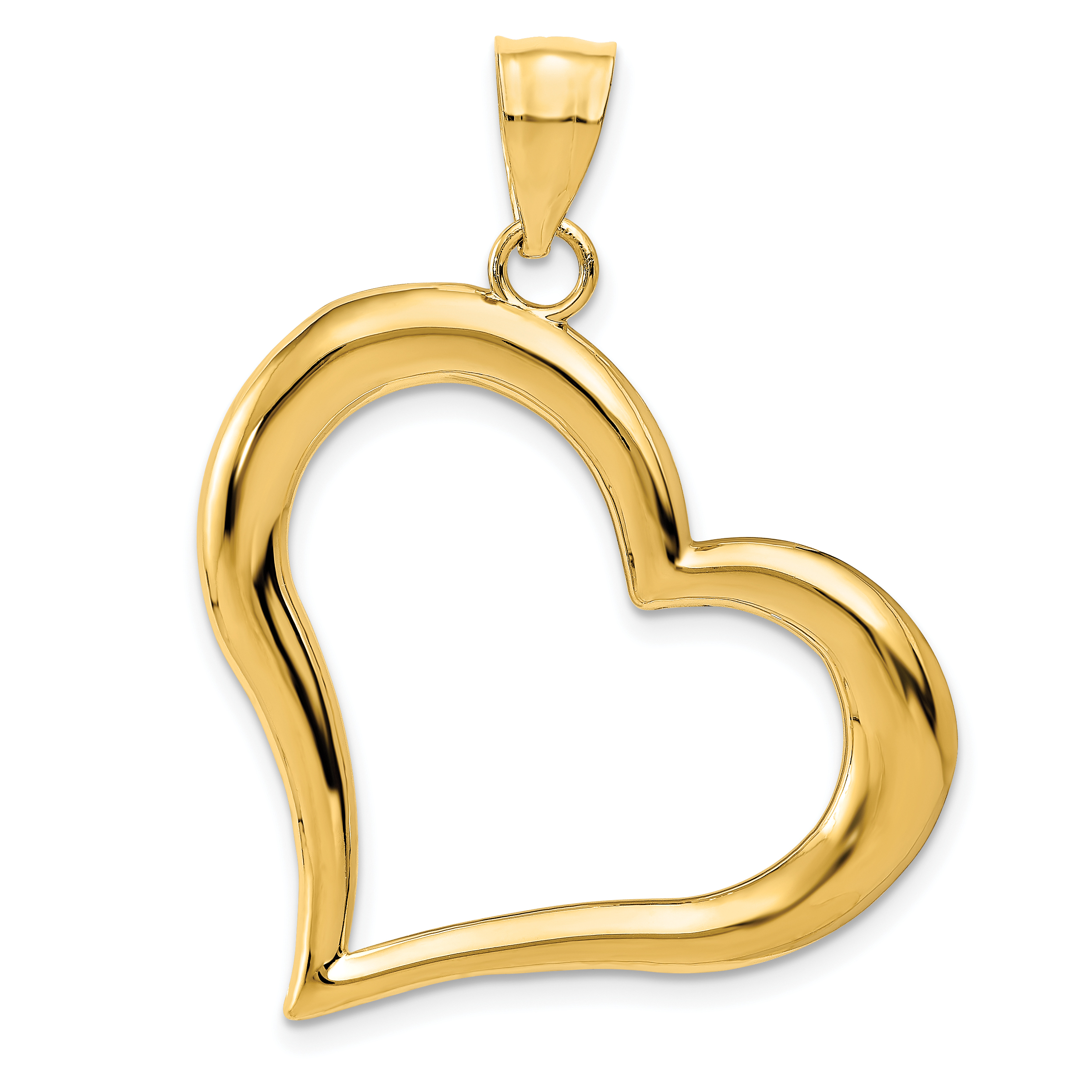 14K Polished Dangling Heart Pendant (D2891)