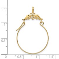 14K Double Dolphins Charm Holder Pendant view 3