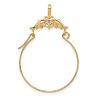 14K Double Dolphins Charm Holder Pendant view 1