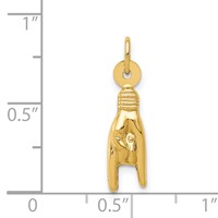 14K 3-D Rock on Sign Charm view 3