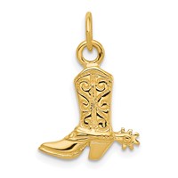 14K Yellow Gold 3-D Cowboy Boot Pendant with Spur view 3
