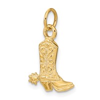 14K Yellow Gold 3-D Cowboy Boot Pendant with Spur view 4