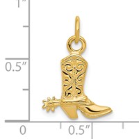 14K Yellow Gold 3-D Cowboy Boot Pendant with Spur view 5