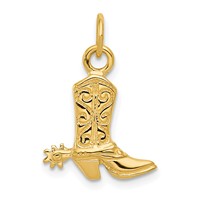 14K Yellow Gold 3-D Cowboy Boot Pendant with Spur view 1