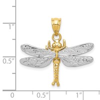 14K Two-tone Dragonfly Pendant view 3