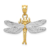 14K Two-tone Dragonfly Pendant view 1