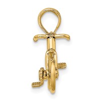 14K Yellow Gold 3-D Bicycle Charm with Moveable Pedals and Wheels view 2