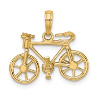 14K Yellow Gold 3-D Bicycle Charm with Moveable Pedals and Wheels view 4