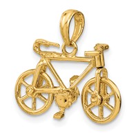 14K Yellow Gold 3-D Bicycle Charm with Moveable Pedals and Wheels view 5