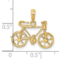 14K Yellow Gold 3-D Bicycle Charm with Moveable Pedals and Wheels view 3