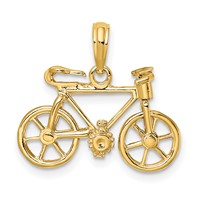 14K Yellow Gold 3-D Bicycle Charm with Moveable Pedals and Wheels view 1