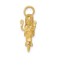 14K Yellow Gold 3-D Motorcycle Pendant with Moveable Wheels view 2