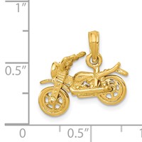 14K Yellow Gold 3-D Motorcycle Pendant with Moveable Wheels view 4