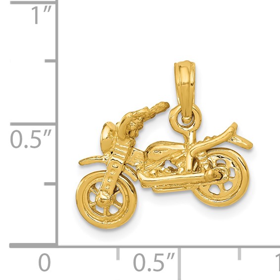 14k 3-D Motorcycle with Moveable Wheels Pendant