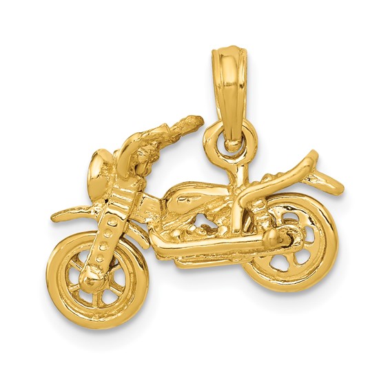 14k 3-D Motorcycle with Moveable Wheels Pendant