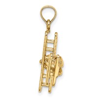 14K Yellow Gold 3-D Bi-Plane Charm with Ribbed Wings view 2
