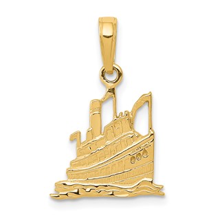 Gold Polished Cruise Ship Pendant