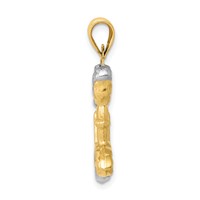 14K Pendant with White Rhodium 3-D Mermaid view 2