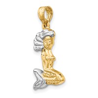 14K Pendant with White Rhodium 3-D Mermaid view 5