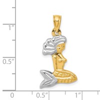 14K Pendant with White Rhodium 3-D Mermaid view 4