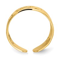 14K Yellow Gold Diamond-cut X-and-Heart Toe Ring view 2