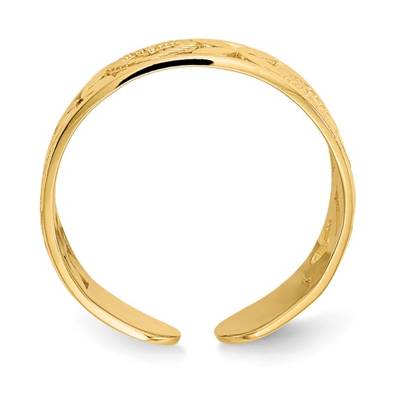 14k Diamond-cut X-and-Heart Toe Ring