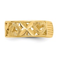 14K Yellow Gold Diamond-cut X-and-Heart Toe Ring view 3