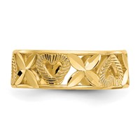 14K Yellow Gold Diamond-cut X-and-Heart Toe Ring view 4