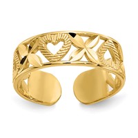 14K Yellow Gold Diamond-cut X-and-Heart Toe Ring view 1