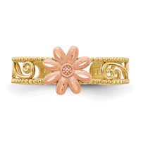 14K Two-tone Flower Toe Ring view 4